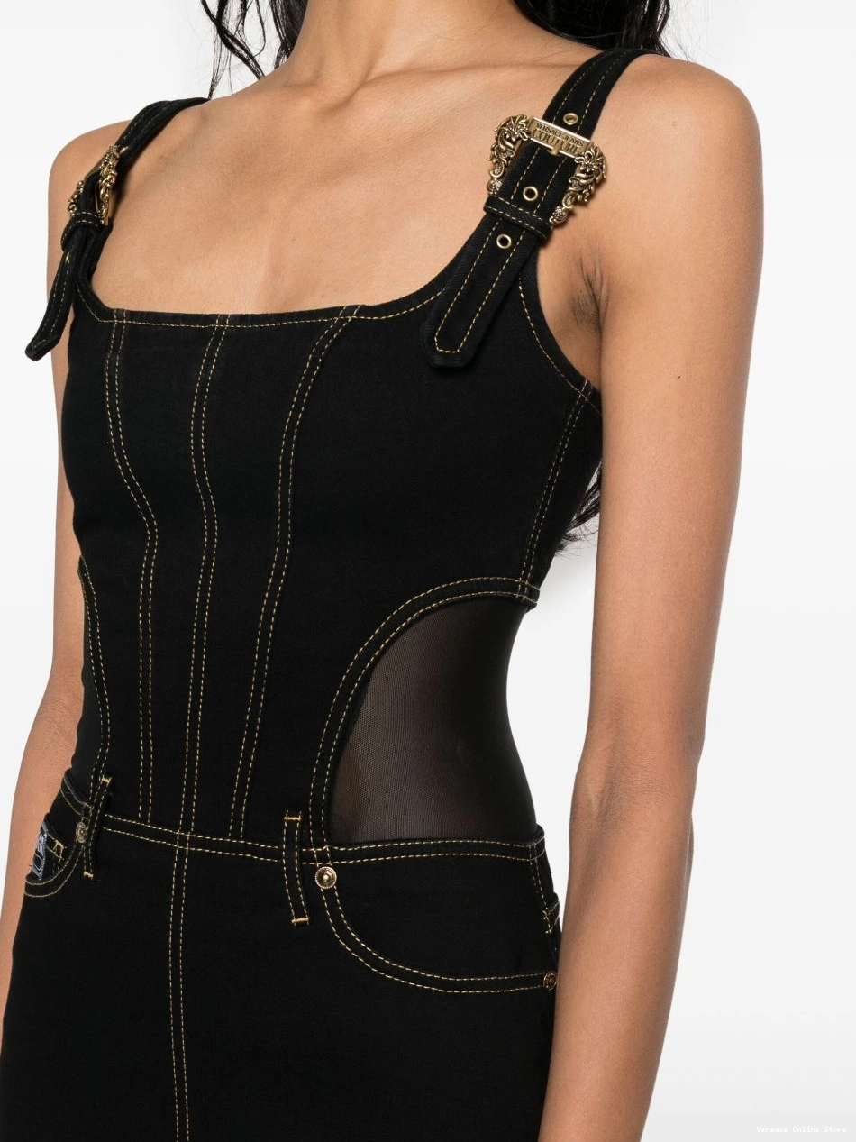 Affordable contrast-stitching denim Couture dress Versace Jeans Women 0704